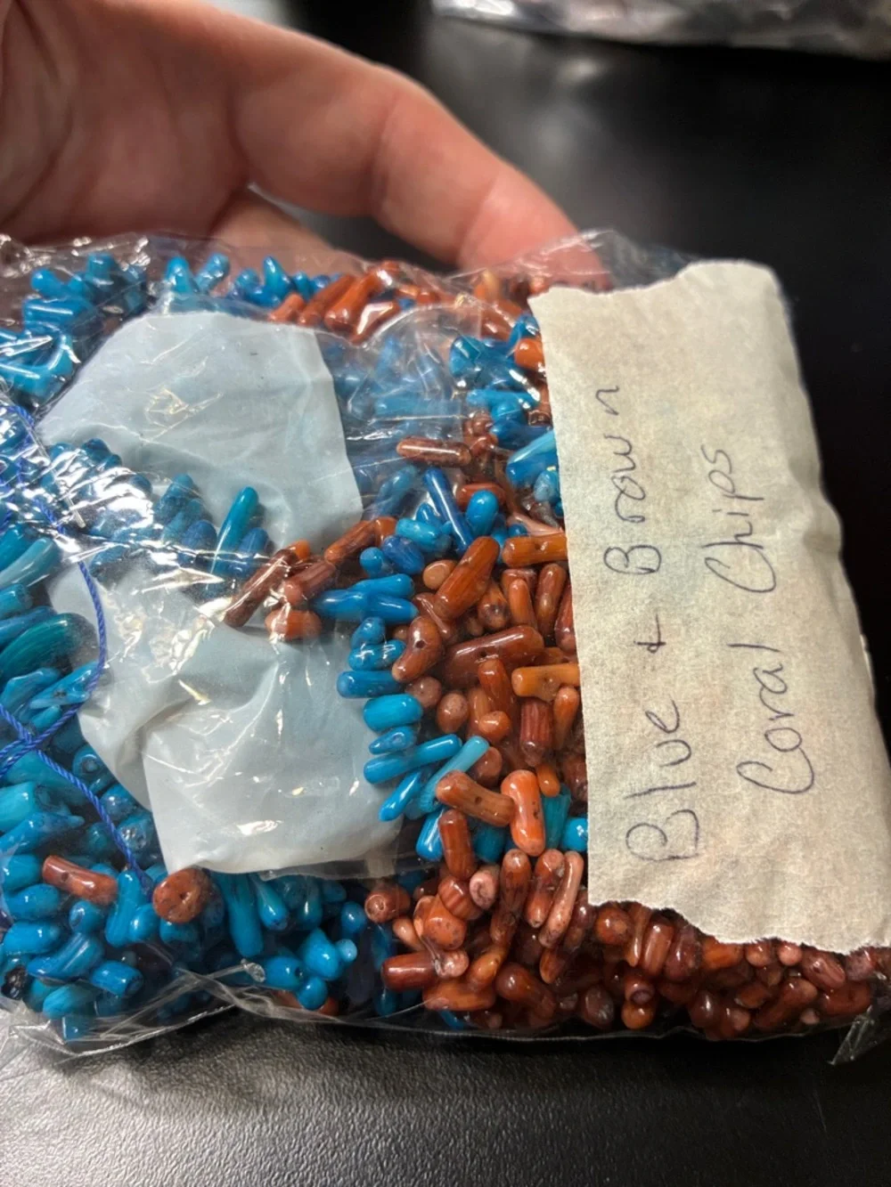 Lot of Blue and Brown Coral Chip gemstone Bead Strands - Picture 6 of 7